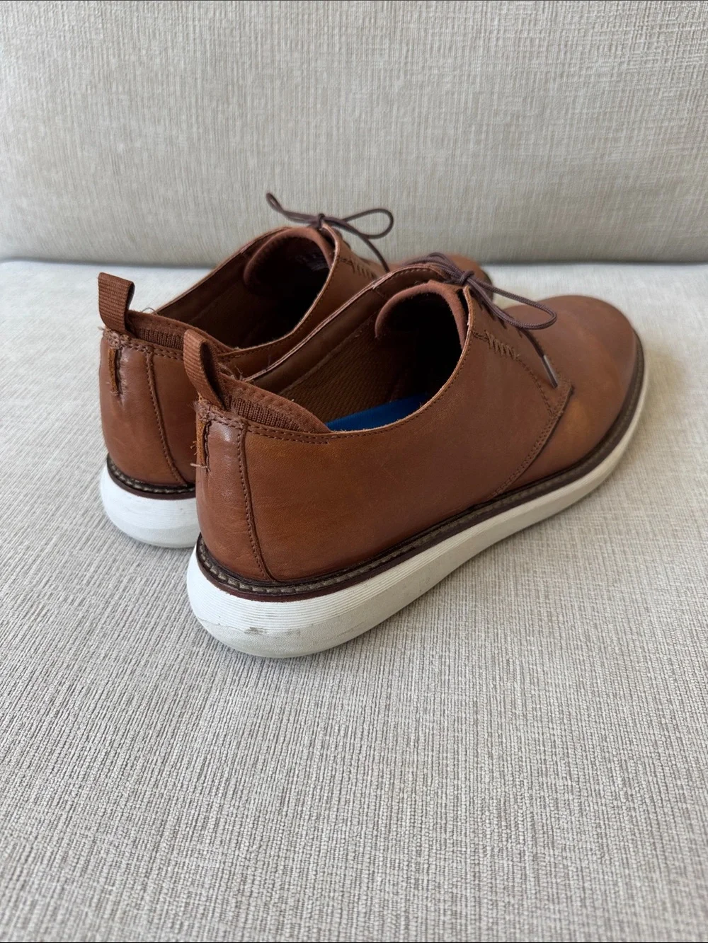Clarks Tan‎ Leather Derby Shoes with White Sole